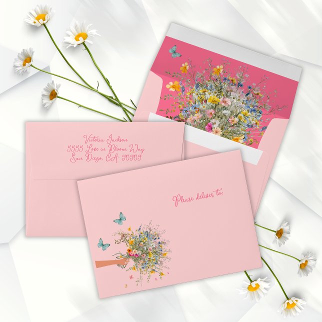 Huge Bouquet Bride Pink Bridal Shower Thank You Envelope (Creator Uploaded)