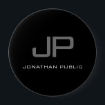 Huge Button Initial Letter Monogram Name Black<br><div class="desc">Personalised Monogram Initial Letter Name Black Template Elegant Trendy Huge Round Button.</div>
