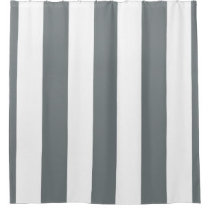 Huge Charcoal Grey White Vertical Stripe NL #3 Shower Curtain