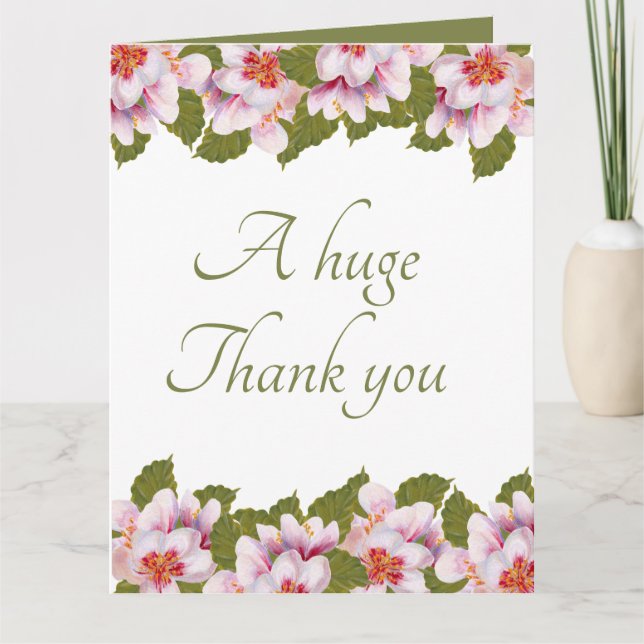 Huge cherry blossom add sentiment thank you card (Front)