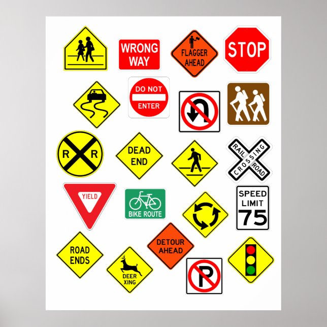 Huge Classic 21 Item Road Sign Poster (Front)