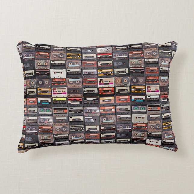 Huge collection of audio cassettes decorative cushion (Front)