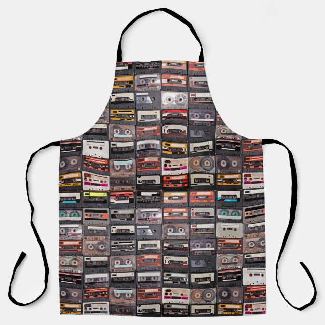 Huge collection of audio cassettes. Retro musical  Apron (Front)