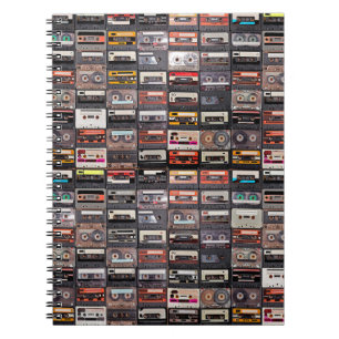 Huge collection of audio cassettes. Retro musical  Notebook
