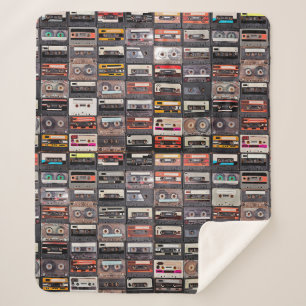 Huge collection of audio cassettes sherpa blanket
