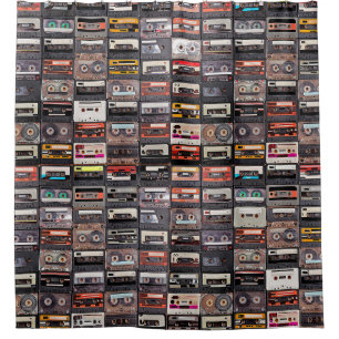 Huge collection of audio cassettes shower curtain