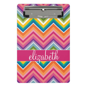 Huge Colourful Chevron Pattern Custom Name Mini Clipboard