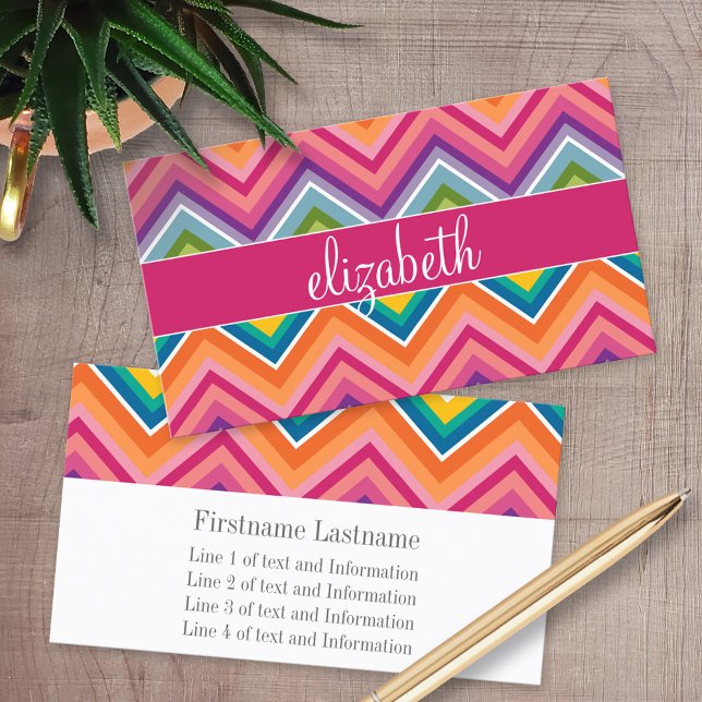 Huge Colourful Chevron Pattern with Name Business Card (Custom Printed Business Cards)