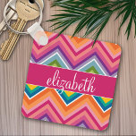 Huge Colourful Chevron Pattern with Name Key Ring<br><div class="desc">A bold,  graphic zig zag design in sweet,  cheerful colours. This colourful design can be found on many popular case styles. If you need to make adjustments to the art,  click on the customise it button and make changes.</div>