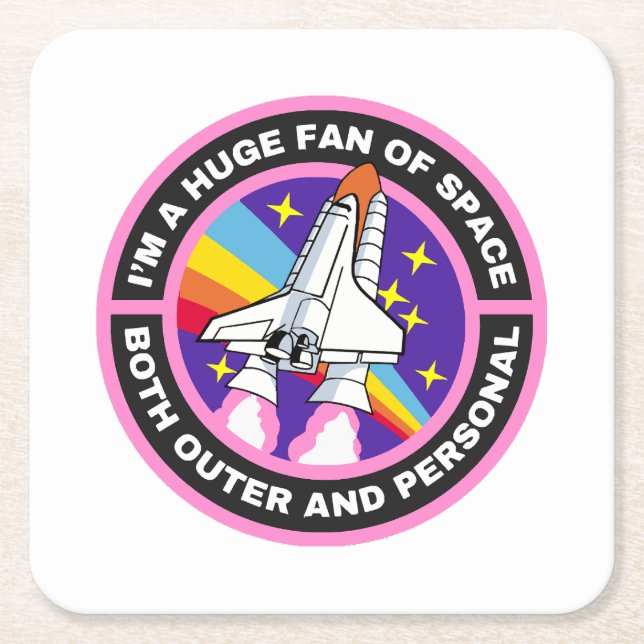 huge fan of space square paper coaster (Front)