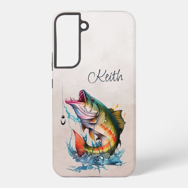 Huge Fish Striking Out of the Water Samsung Galaxy S22+ Case (Back)