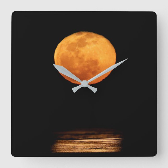 Huge Full Moon | South Padre Island, Texas Square Wall Clock (Front)
