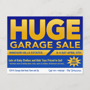 Huge Garage Sale - Postcard