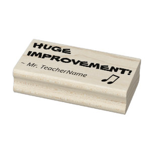 "HUGE IMPROVEMENT!" + Teacher's Name Rubber Stamp