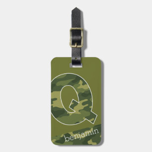 Huge Monogram Letter Q Camouflage Pattern Luggage Tag