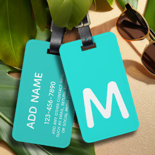 Huge Monogram on Bright Background CAN EDIT COLOR Luggage Tag