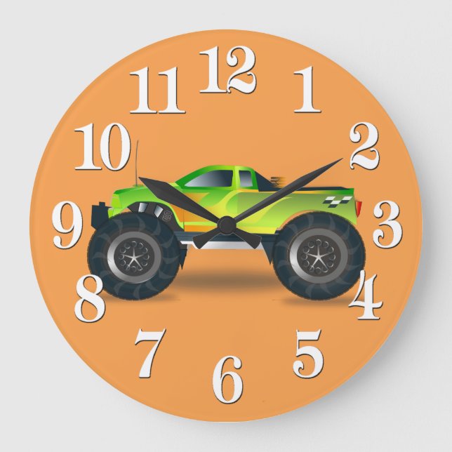 Huge Monster Truck Speedway-lover Design Large Clock (Front)