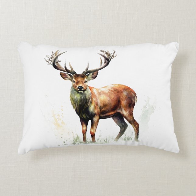 Huge Racked Deer  Decorative Cushion (Front)