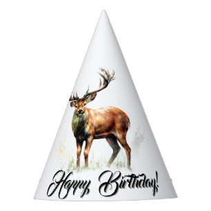Huge Racked Deer Happy Birthday Party Hat