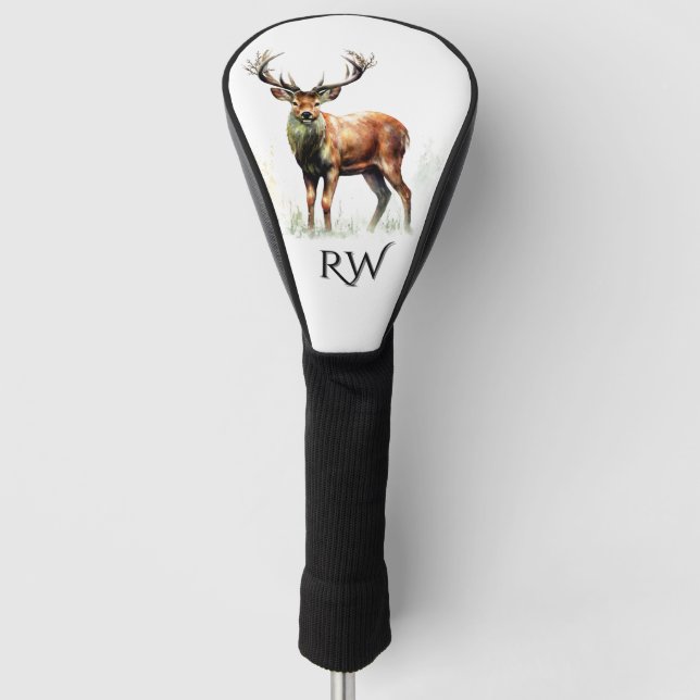 Huge Racked Deer Monogram Golf Head Cover (Front)