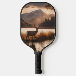 Huge Racked Deer on Mountain Lake Pickleball Paddle