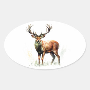 Huge Racked Deer Oval Sticker