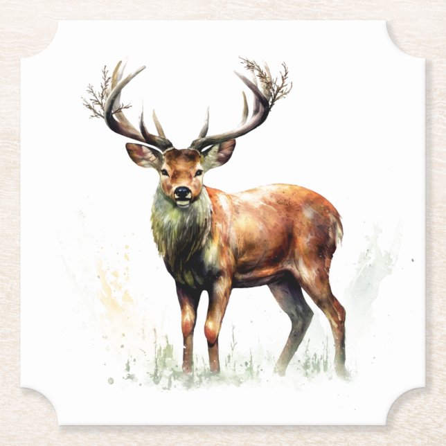 Huge Racked Deer  Paper Coaster (Front)