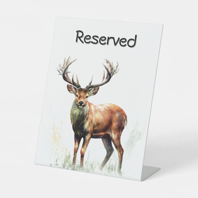 Huge Racked Deer Reserved Pedestal Sign (Front)