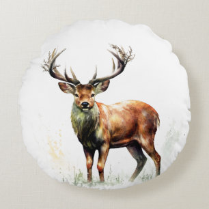 Huge Racked Deer  Round Cushion