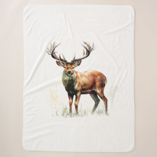 Huge Racked Deer  Sherpa Blanket
