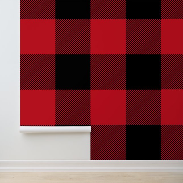 Huge Red and Black Buffalo Plaid Wallpaper (Application)
