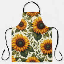 Huge sunflowers watercolor prints apron