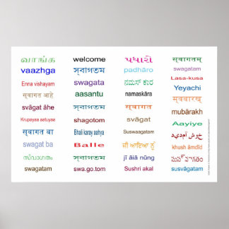 Huge Welcome in Languages of India - 5 Sizes ! Poster
