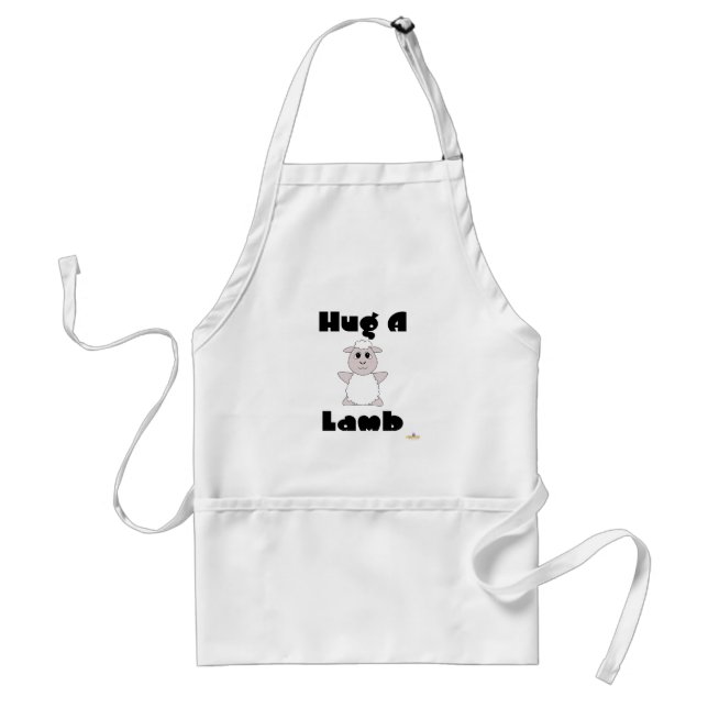 Huggable White Sheep Hug A Lamb Standard Apron (Front)