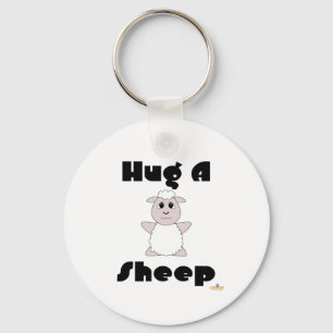 Huggable White Sheep Hug A Sheep Key Ring