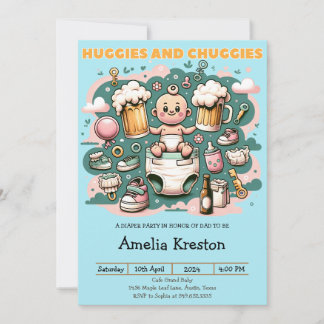 Huggies and Chuggies Cheers to Fatherhood Invitation