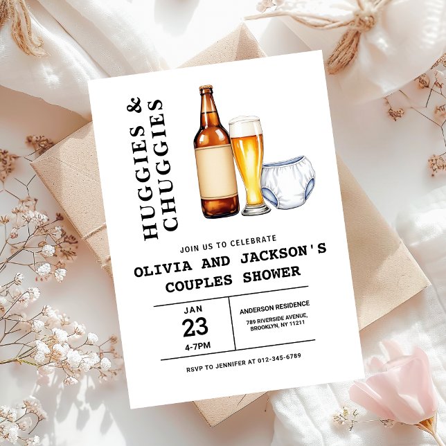 Huggies and Chuggies Couples Baby Shower Invitation (Creator Uploaded)