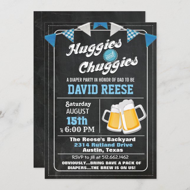 Huggies and Chuggies Dad Diaper Party Invitation (Front/Back)