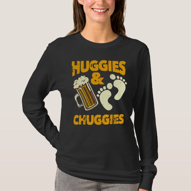 Huggies And Chuggies Funny Future Father Party T-Shirt (Front)
