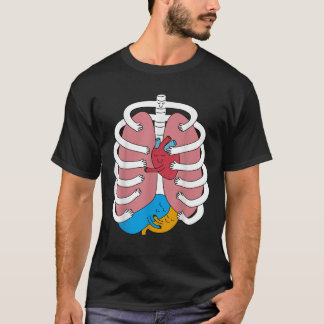 Hugging Anatomy Costume Funny Skeleton Organ Hug   T-Shirt