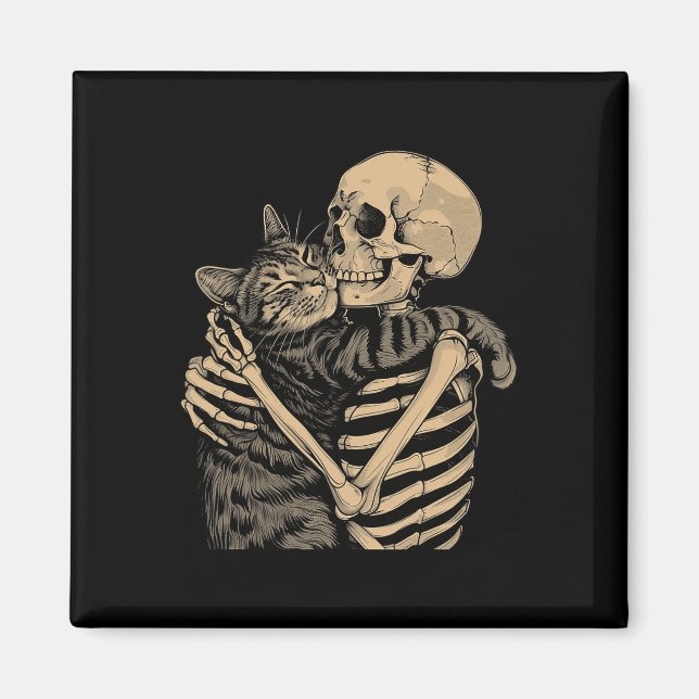 Hugging Cat Halloween Cat Lover Cat Mum Dad  Magnet (Front)