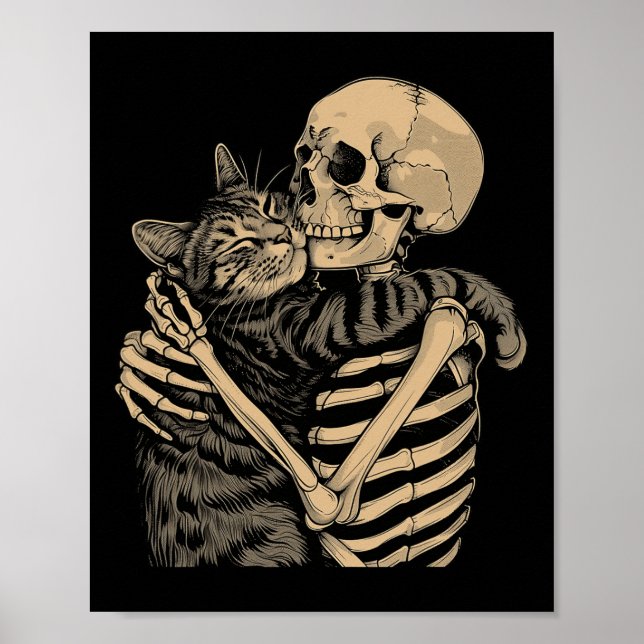 Hugging Cat Halloween Cat Lover Cat Mum Dad  Poster (Front)