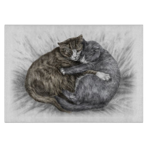 Hugging Cats Sleeping Cutting Board