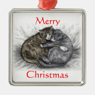 Hugging Cats Sleeping Metal Tree Decoration