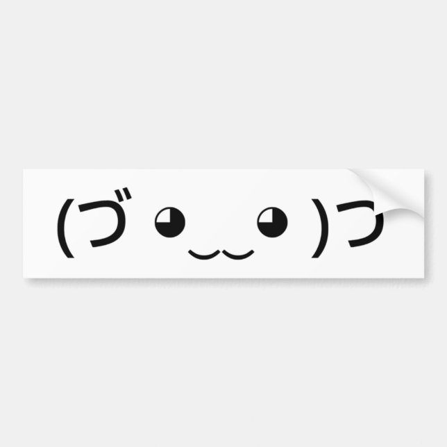 Hugging Emoticon (づ ◕‿‿◕ )づ Japanese Kaomoji Bumper Sticker (Front)