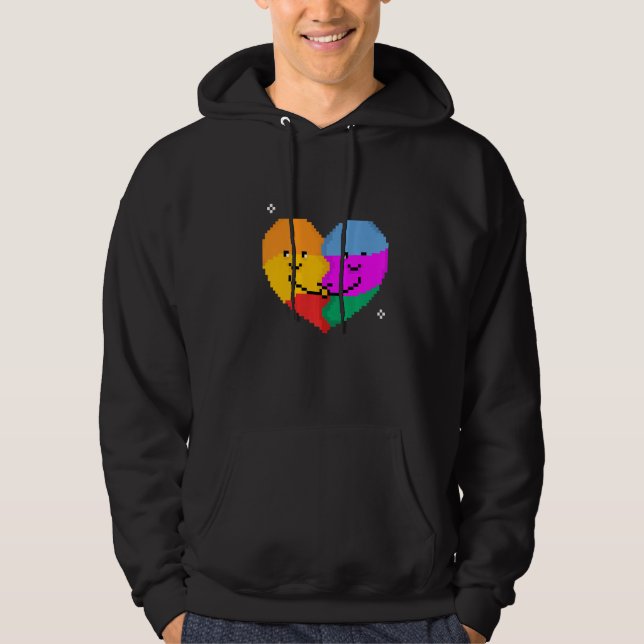 Hugging Heart Lgbtq Gay Rights Proud Pride Rainbow Hoodie (Front)