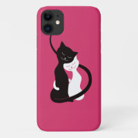 Hugging Love Cats - Cute Kitty Art Pink