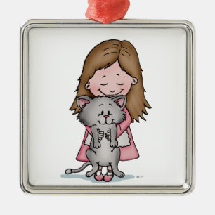 Hugging my Kitten - Design for Cat Lovers Metal Tree Decoration