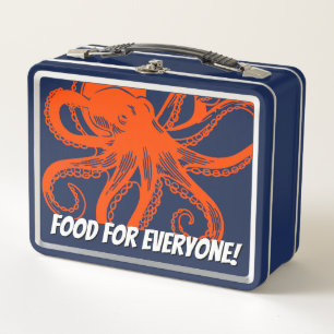 Hugging orange Octopus Metal Lunch Box