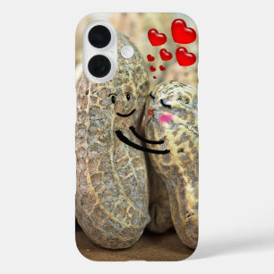Hugging Peanuts With Red Hearts iPhone 16 Case